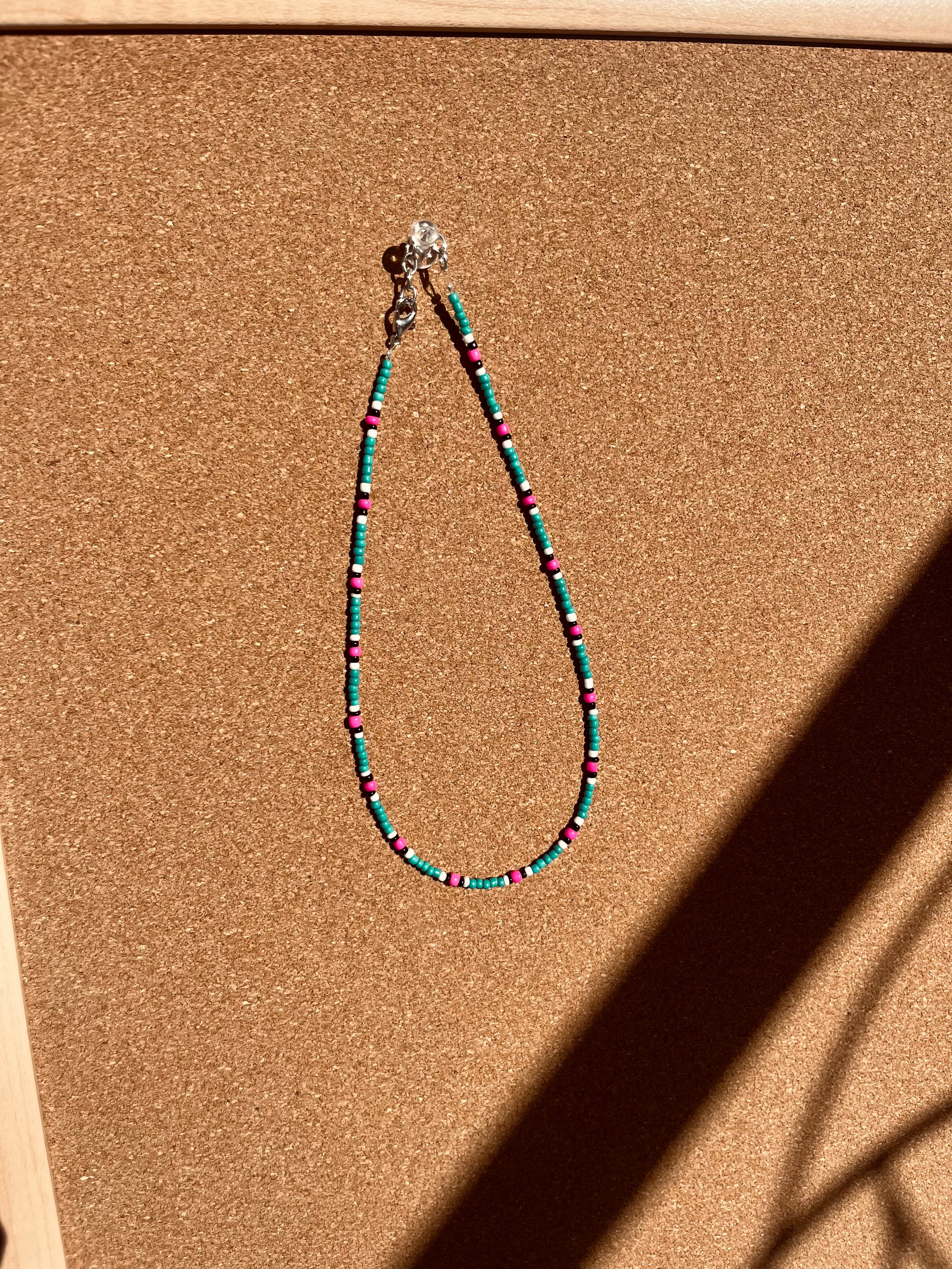 Turquoise Choker with Pink