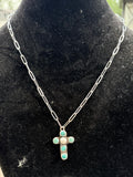 Kingman Turquoise Cross Necklace
