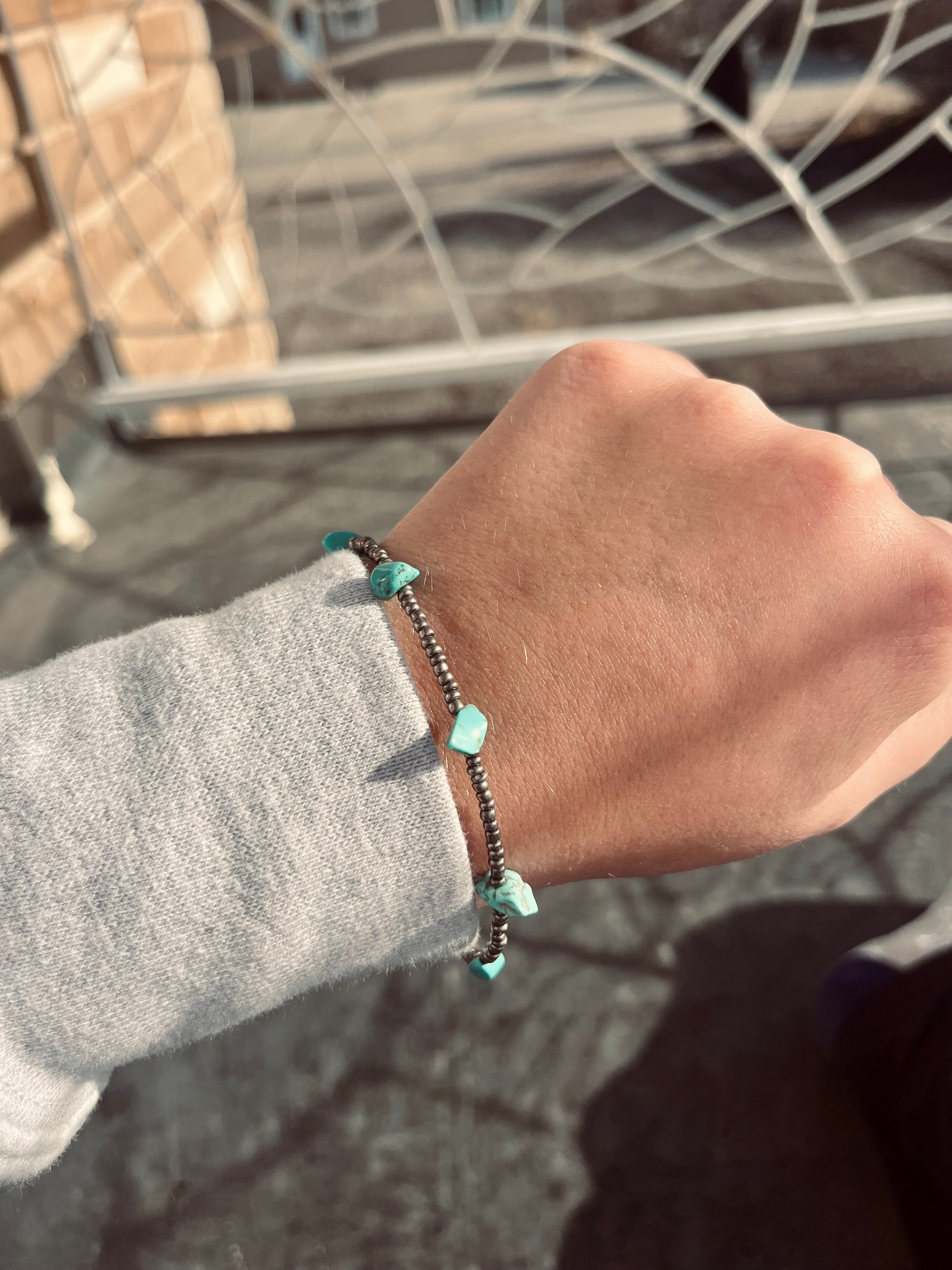 Dark Silver and Turquoise Stone Bracelet