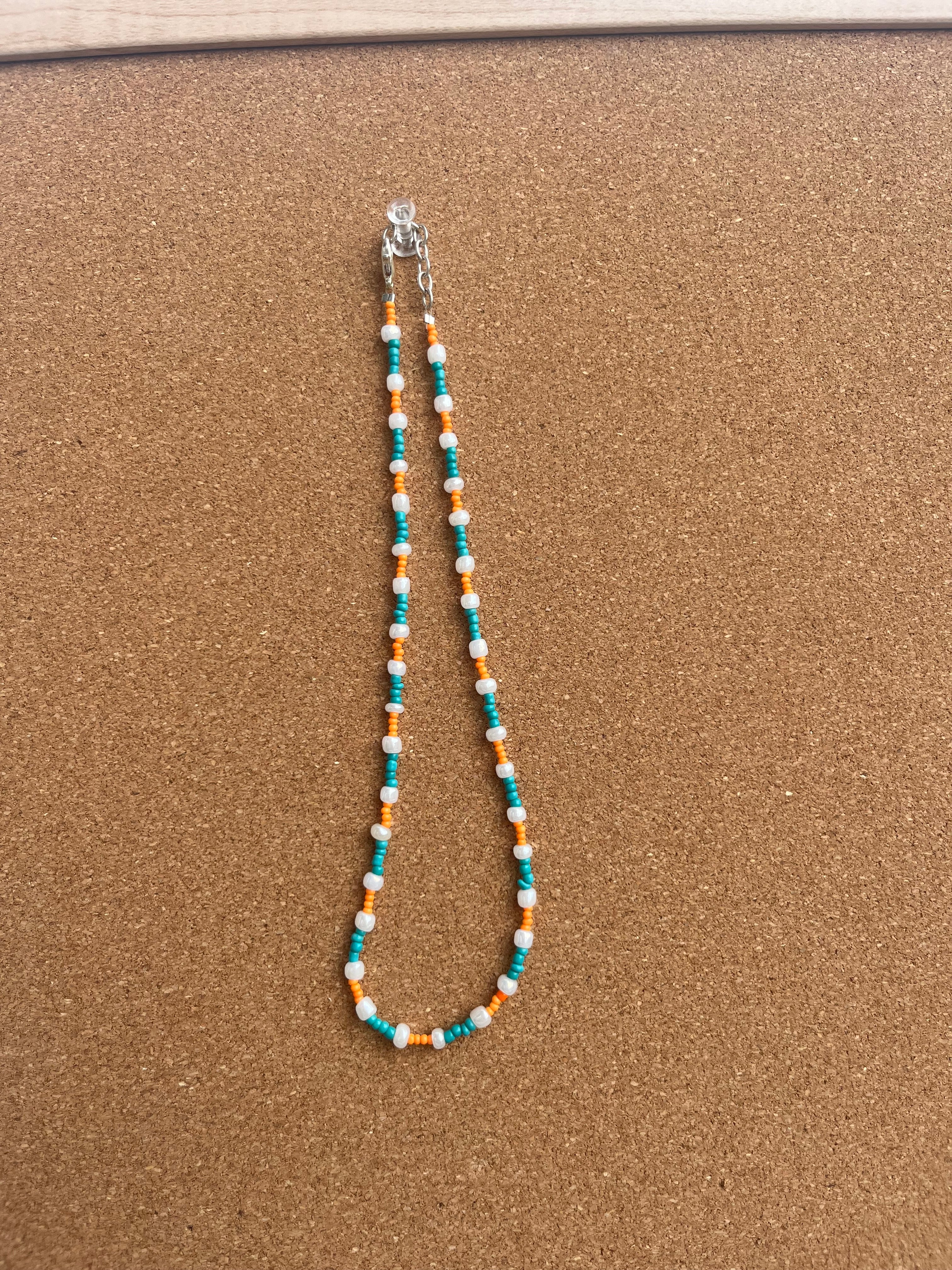Orange, Pearl and Turquoise Necklace