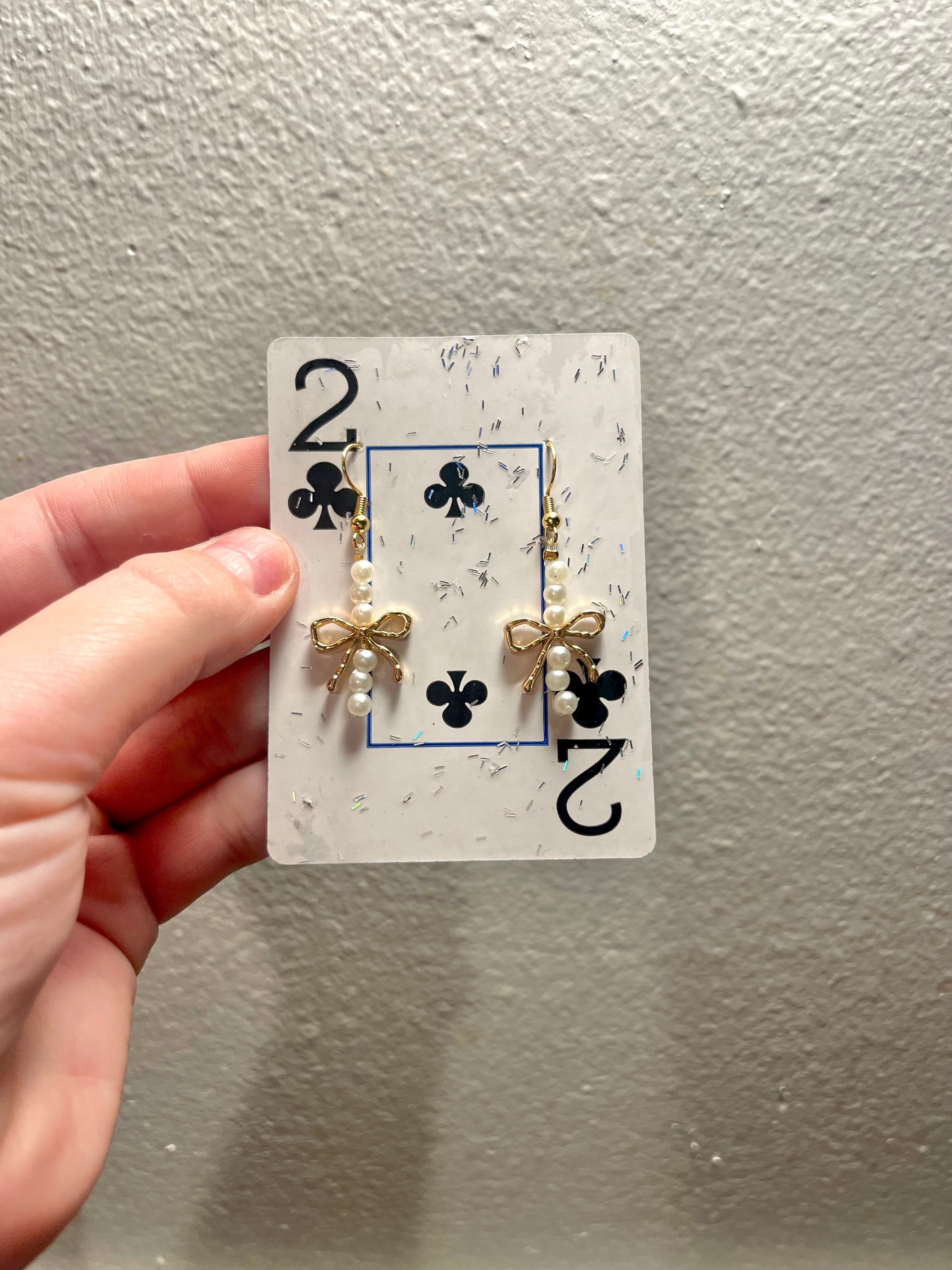 Gold & Pearl Bow Earrings