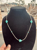 Long Silver with Turquoise Stone Necklace