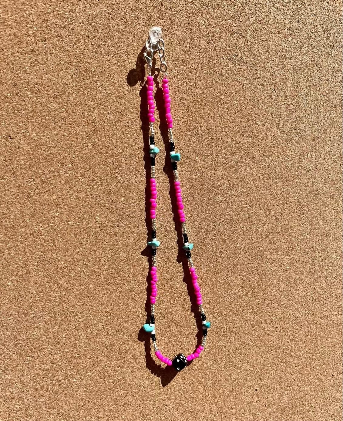 Dice, Pink, Turquoise Western Choker