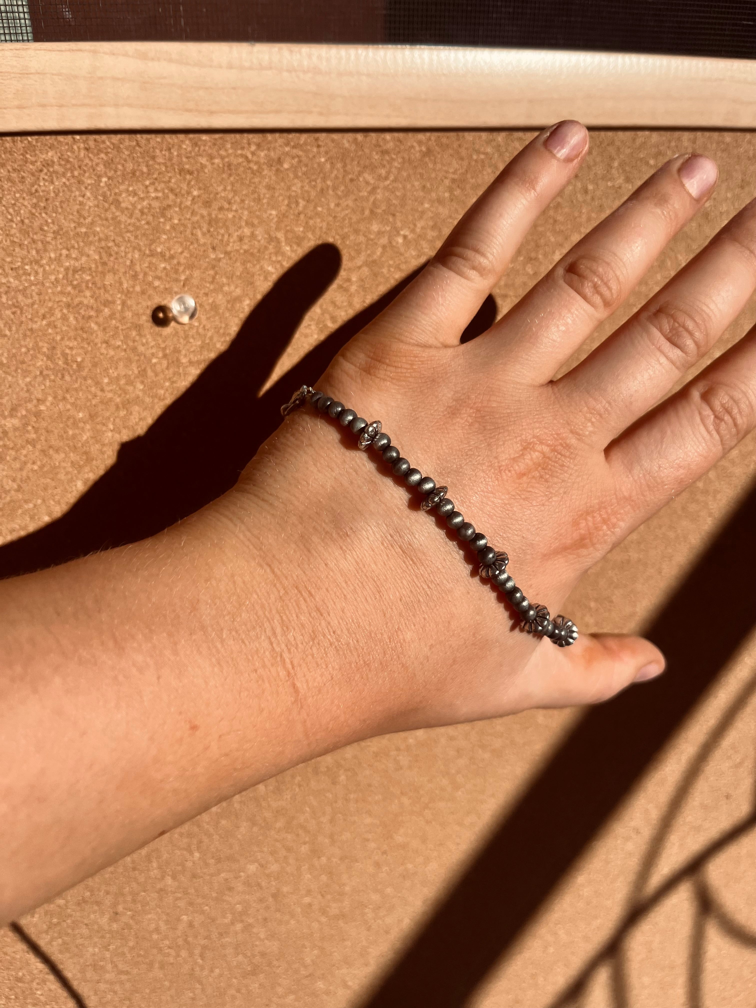 Faux Navajo Pearl Bracelet with Silver