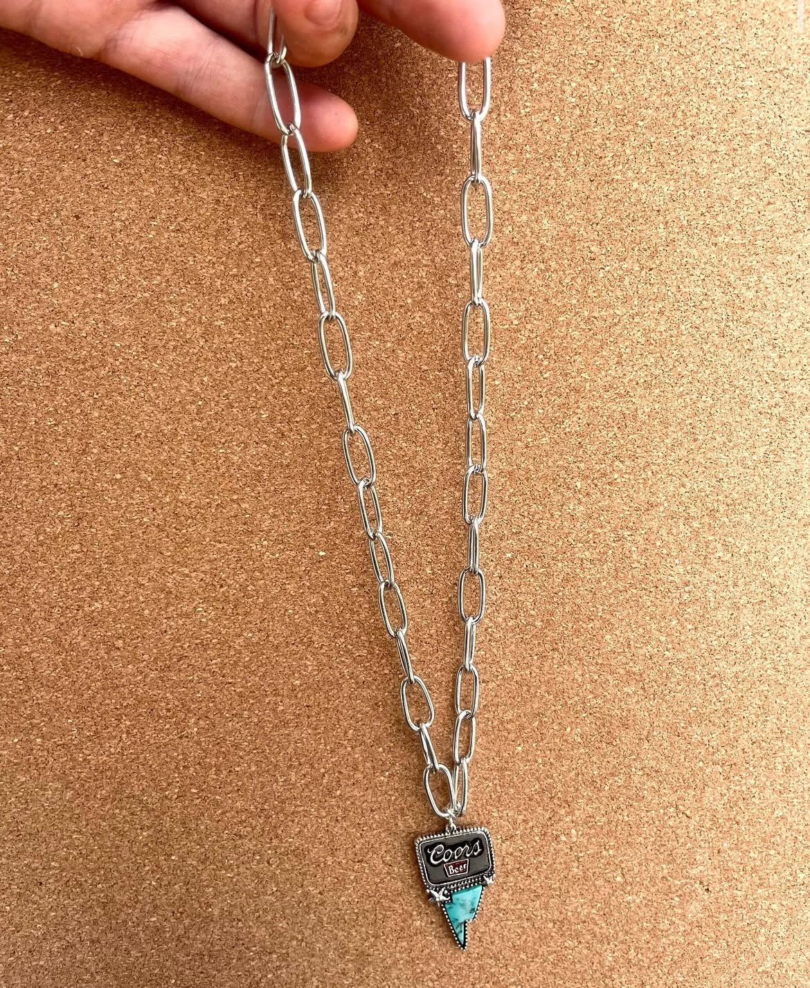 Chain Necklace with Coors Lightening Bolt Charm