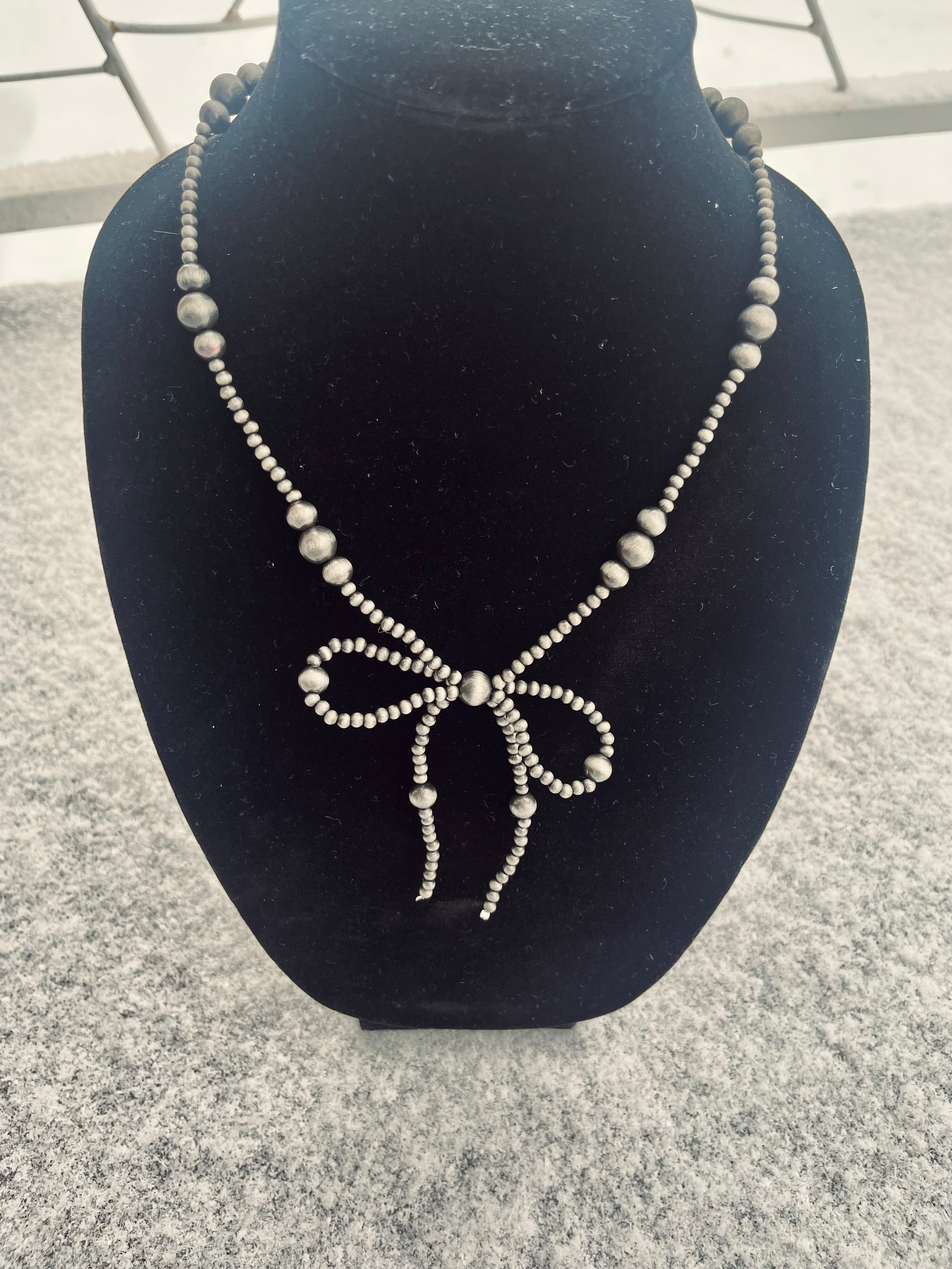 Faux Navajo Pearl Bow Necklace