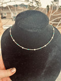 Dark Silver, Turquoise and Pearl Necklace