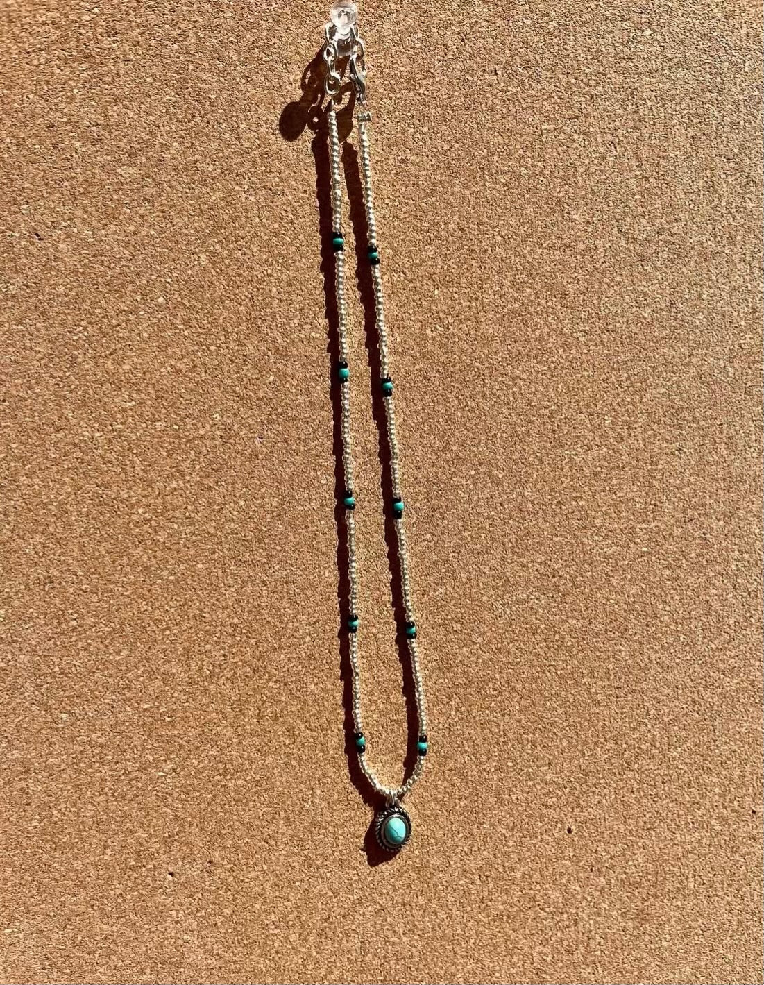 Western Silver and Turquoise Mid-length Necklace