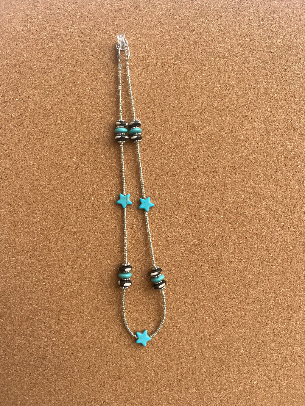 Western Star and Checkered Silver Necklace