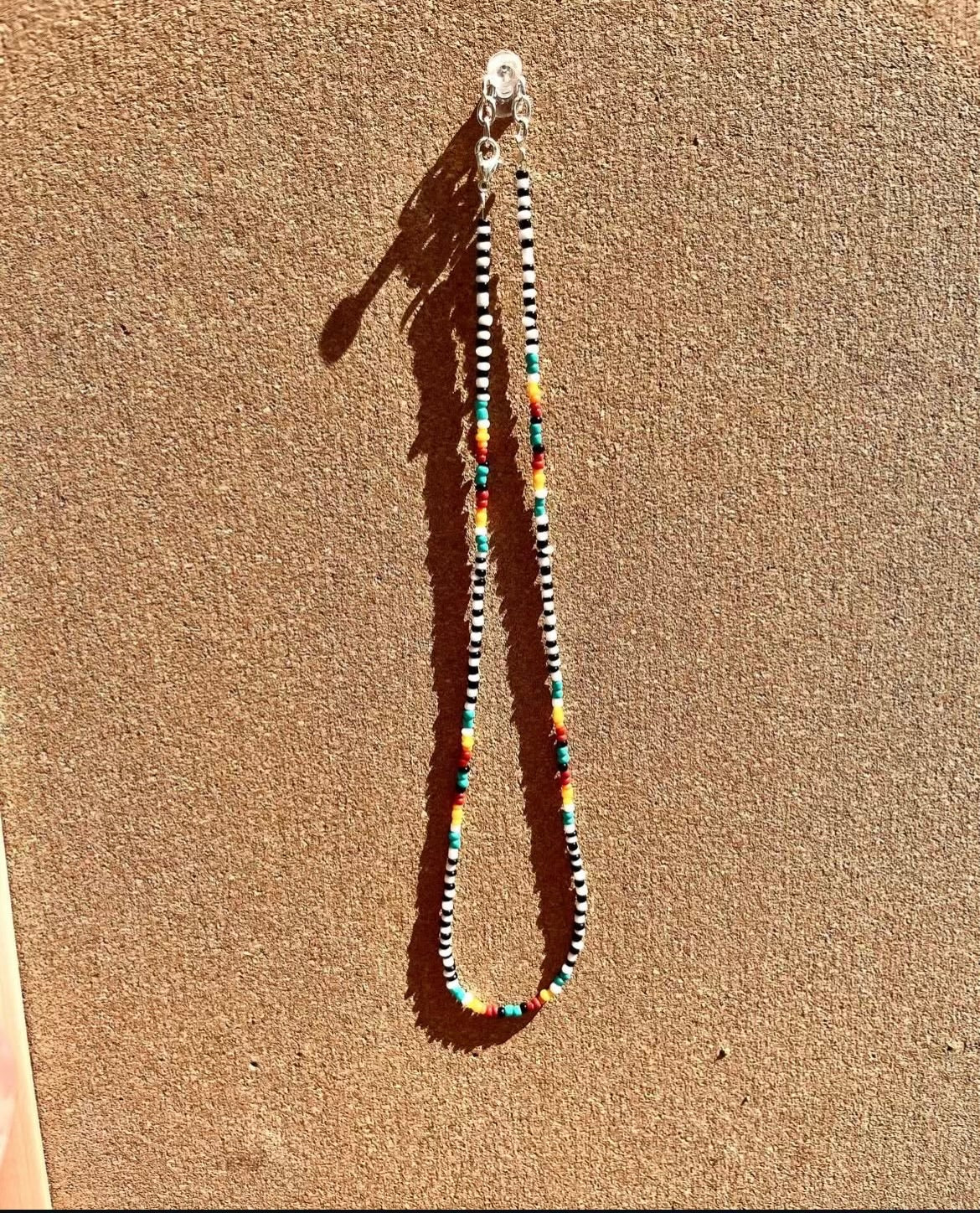 Western White and Black Striped Serape Necklace