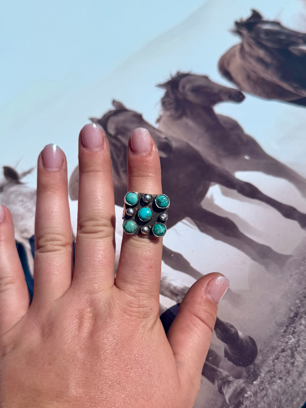 Kingman Turquoise Chunky Ring Size 8