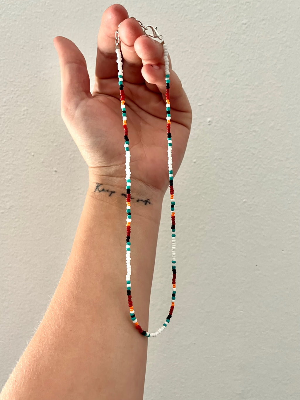 Western White and Dark Red Serape Choker