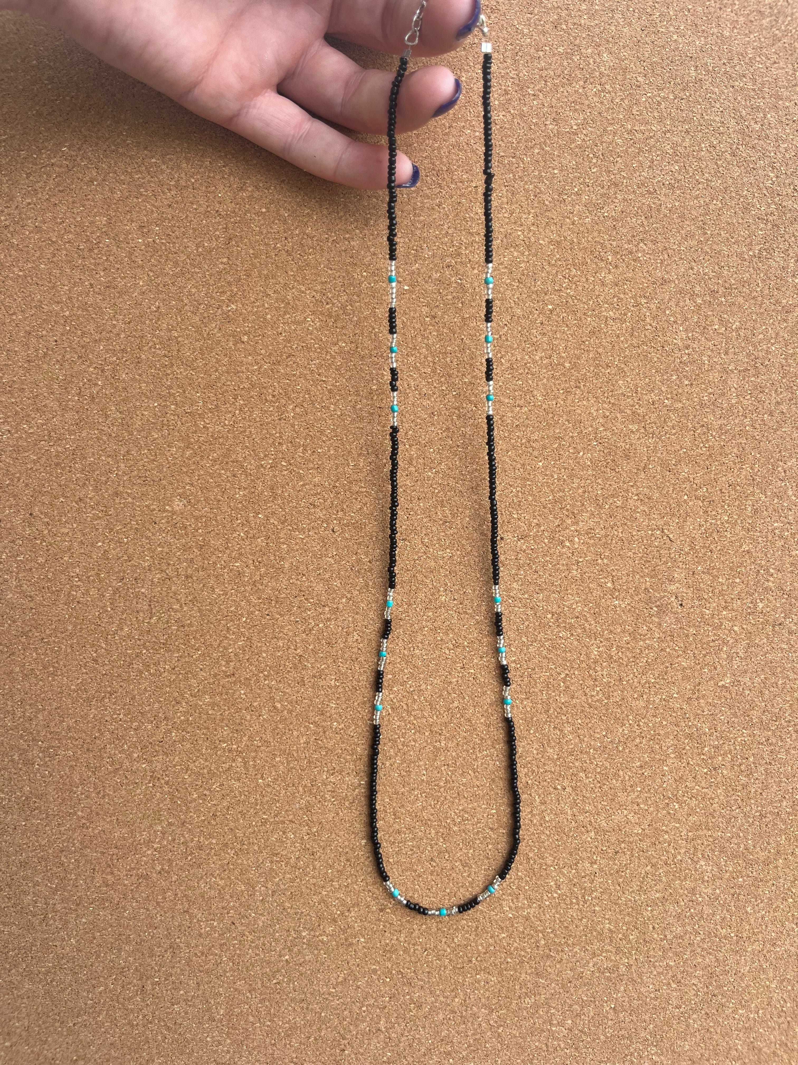 Long Turquoise and Black Necklace