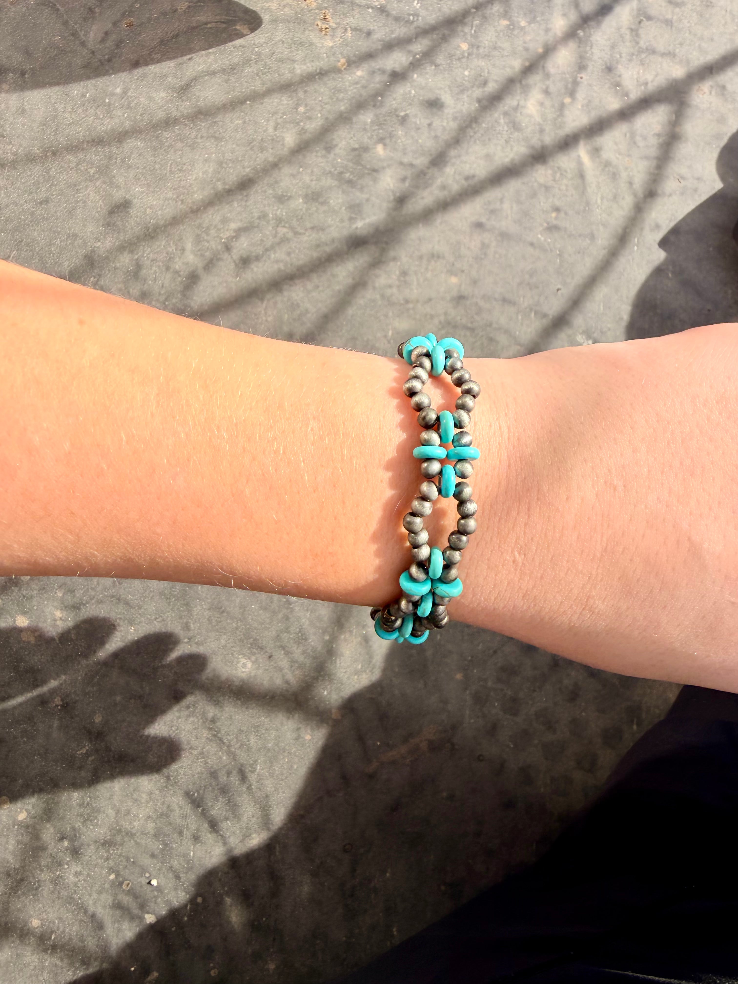 Faux Navajo Pearl and Turquoise Bracelet