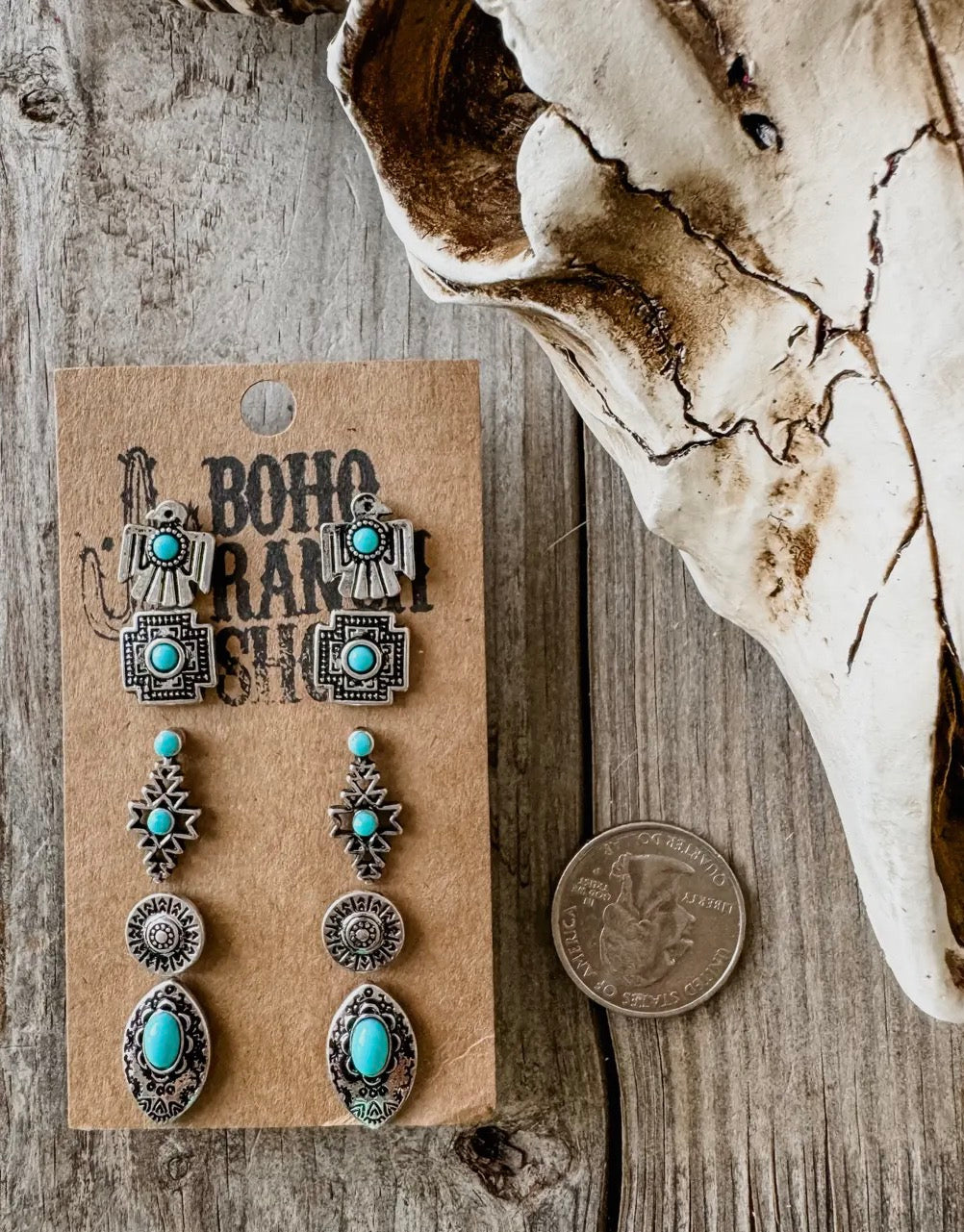 5 Pair Aztec Earrings
