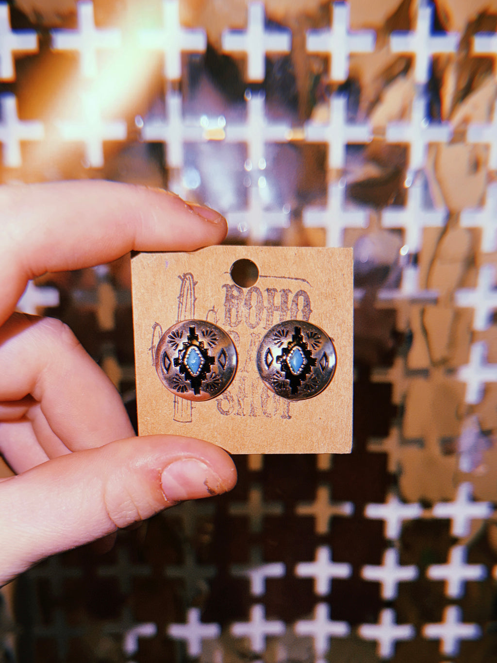 Aztec Round Earrings