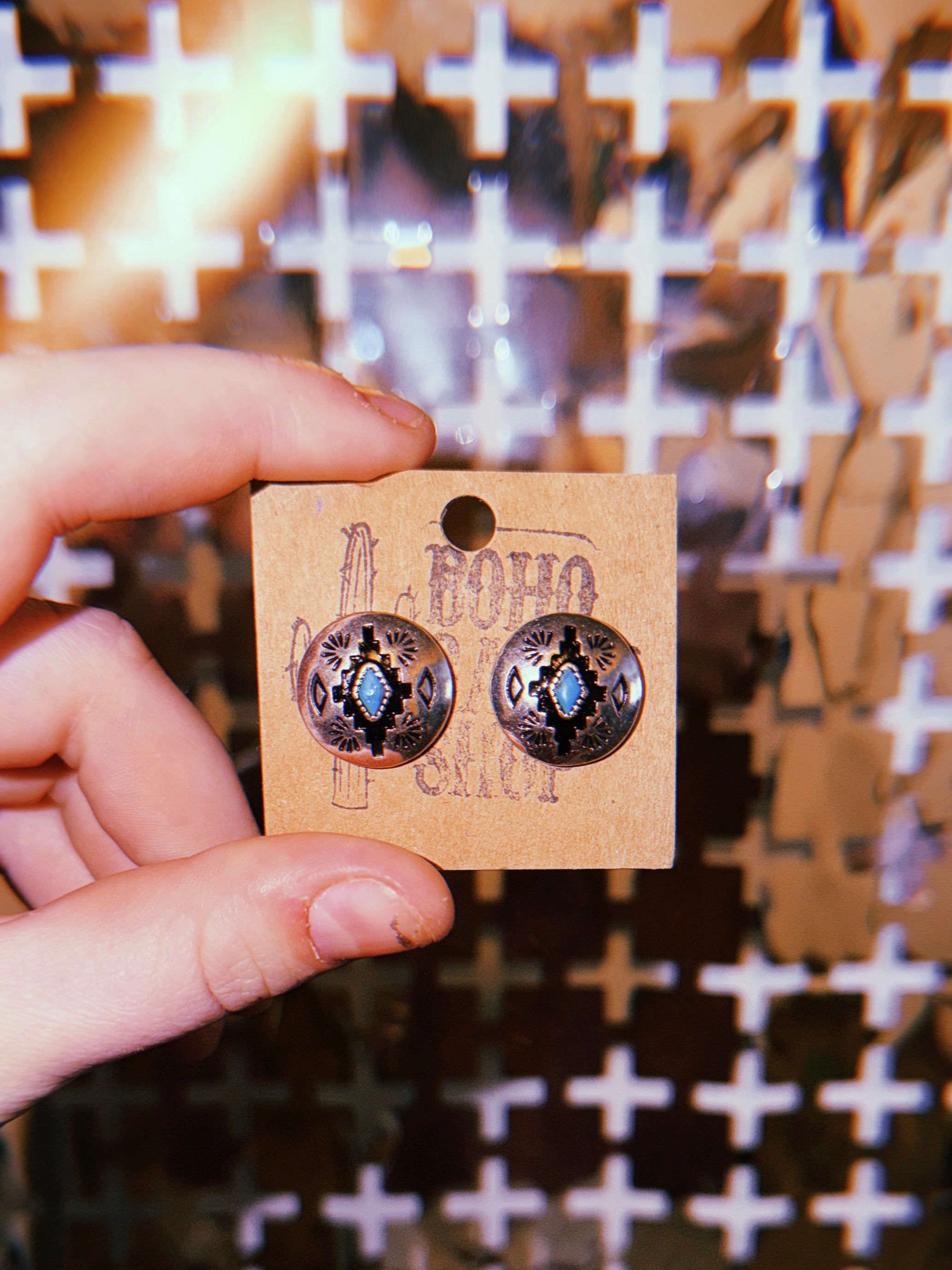 Aztec Round Earrings